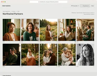 A sample client gallery in the Studio Grey look, on a computer