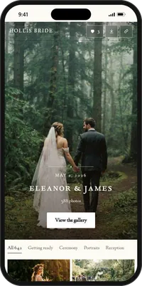 A sample client gallery in the Timeless Classic look, on a phone